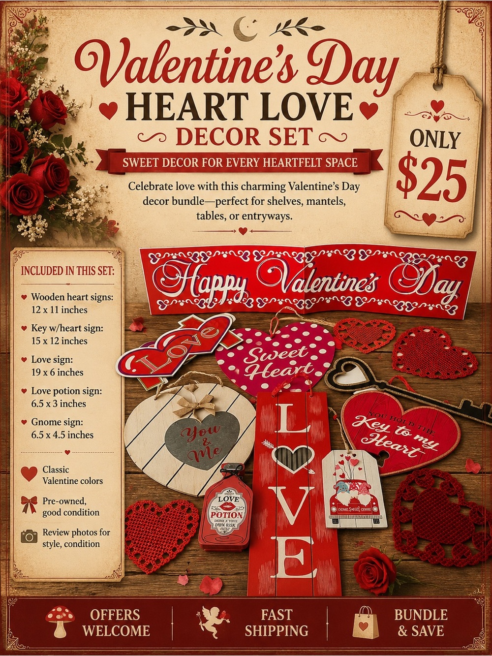 Valentine's Heart Decor Bundle Love Signs